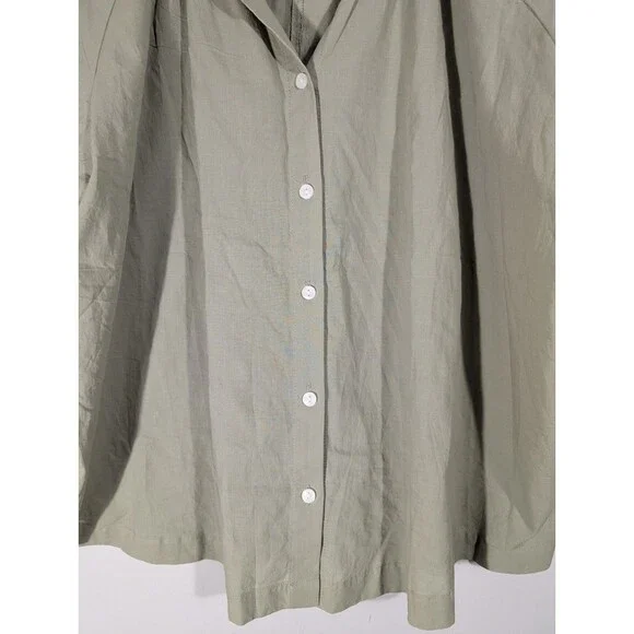 Maurices Womens Sage Short Sleeve Button Up Blouse Sz XXL Mature Modest Prairie - Picture 5 of 7